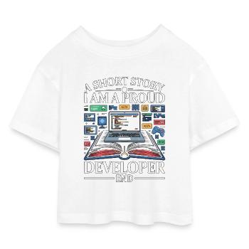 Game Developer A Short Story I Am Game Programmer - Kids’ Cropped Jersey T-Shirt - white - Front