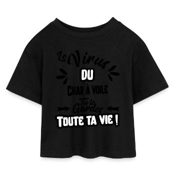 Le virus Char à voile cadeau - T-shirt Crop Top en jersey Enfant - noir - Devant