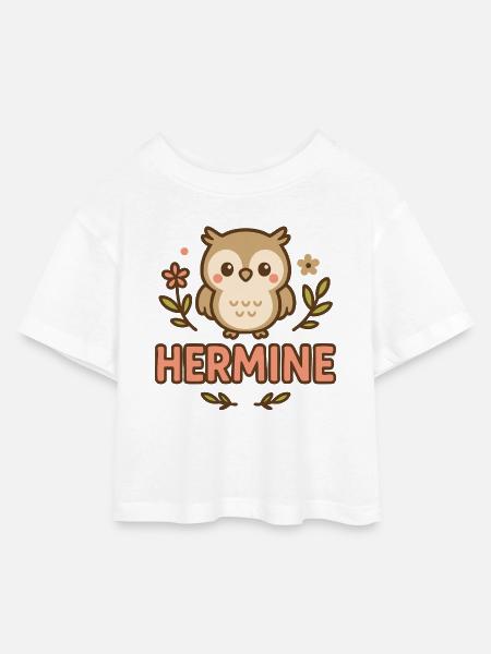 Hermine - Kinder Cropped Jersey T-Shirt - Weiß