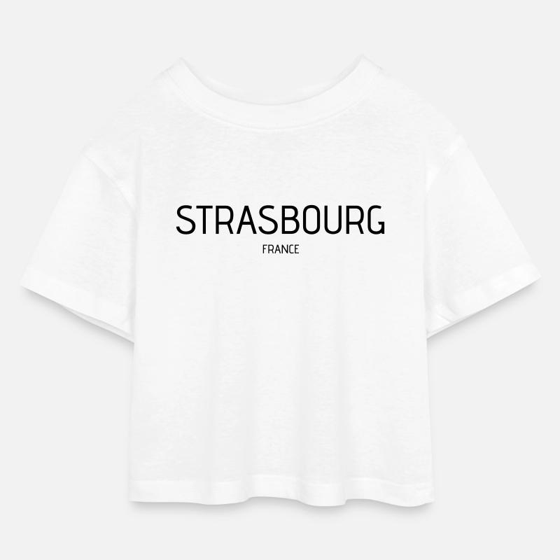 Strasbourg - Kinder Cropped Jersey T-Shirt - Weiß
