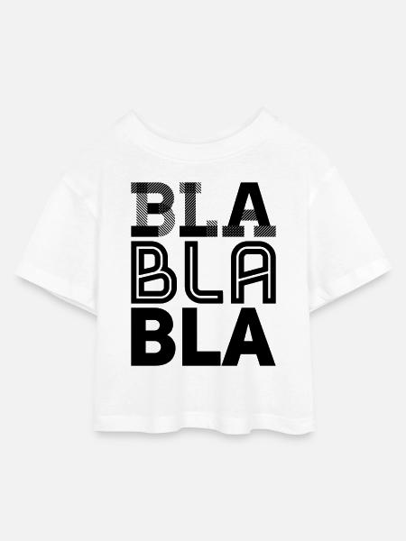 bla bla bla - Kinder Cropped Jersey T-Shirt - Weiß