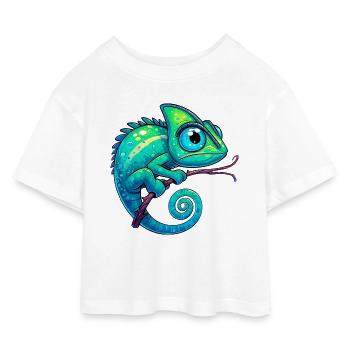 Chameleon - Kids’ Cropped Jersey T-Shirt - white - Front