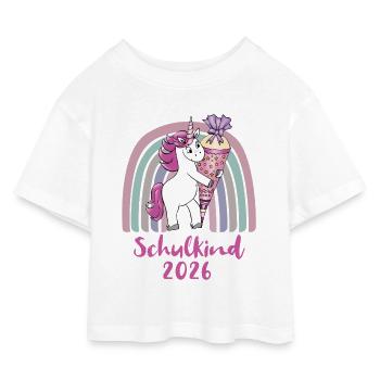 Skolebarn 2026 Unicorn med sukkerkegle - Cropped jersey-T-shirt til børn - hvid - Foran