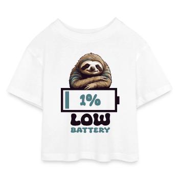 Batterie vide de paresseux - T-shirt Crop Top en jersey Enfant - blanc - Devant