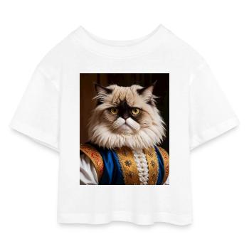Königliche Samtpfote – Die Aristokraten-Katze - Kinder Cropped Jersey T-Shirt - Weiß - Vorne
