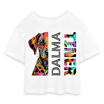 Farbenfroher Dalmatiner - Kinder Cropped Jersey T-Shirt - Weiß - Vorne