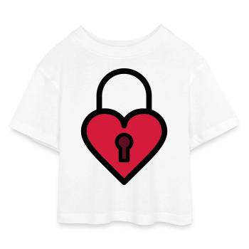 Padlock, love lock - Kids’ Cropped Jersey T-Shirt - white - Front