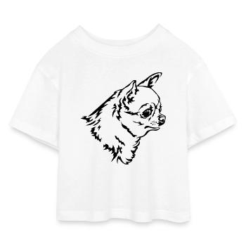 Tête de Chihuahua - T-shirt Crop Top en jersey Enfant - blanc - Devant