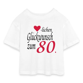80 Geburtstag - Kinder Cropped Jersey T-Shirt - Weiß - Vorne