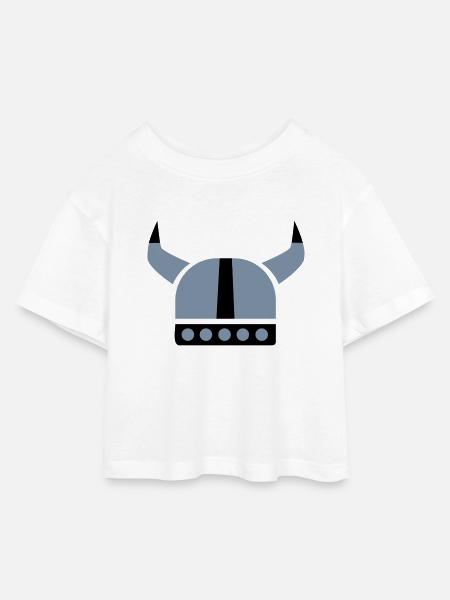 Wikinger - Kinder Cropped Jersey T-Shirt - Weiß