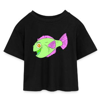 Poisson de bande dessinée mignon - T-shirt Crop Top en jersey Enfant - noir - Devant