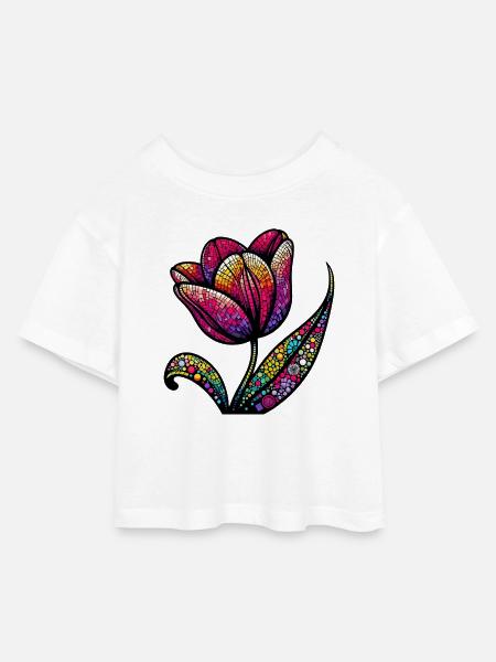 Tulpe - Kinder Cropped Jersey T-Shirt - Weiß