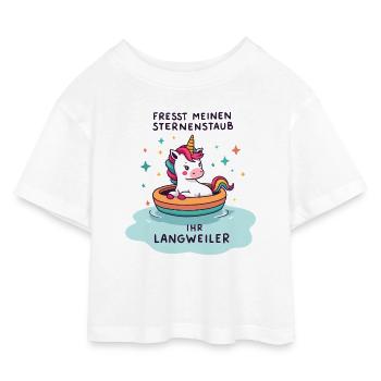 Einhorn Bootsfahrt - Kinder Cropped Jersey T-Shirt - Weiß - Vorne