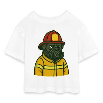 Gasmaske Feuerwehrmann - Kinder Cropped Jersey T-Shirt - Weiß - Vorne