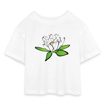 fleur de lotus - T-shirt Crop Top en jersey Enfant - blanc - Devant