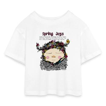 Nain de la joie du printemps – Illustration de nature douillette - T-shirt Crop Top en jersey Enfant - blanc - Devant