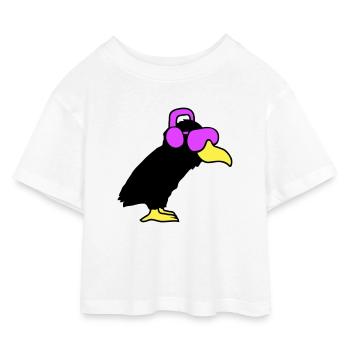 Raven DJ Club Musique Écoute Lunettes de soleil Casque - T-shirt Crop Top en jersey Enfant - blanc - Devant