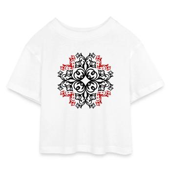 Ornament Floral Symbol - Kids’ Cropped Jersey T-Shirt - white - Front
