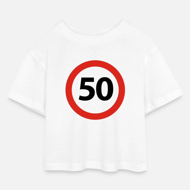 50. Geburtstag - Kinder Cropped Jersey T-Shirt - Weiß