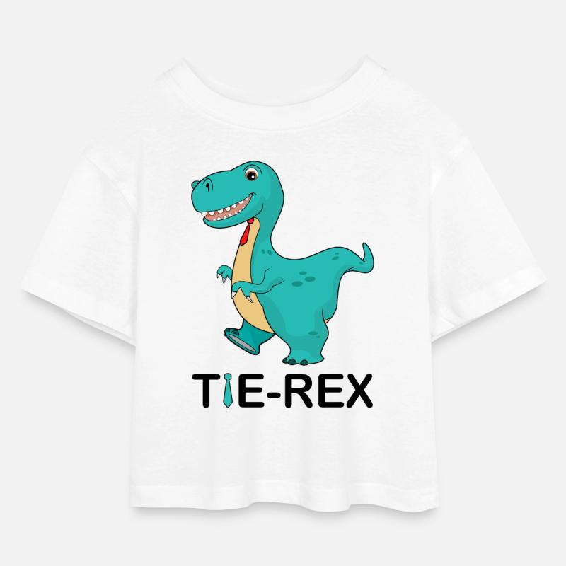 Tie Rex - Kinder Cropped Jersey T-Shirt - Weiß