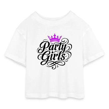 Party Girls Crown - Kids’ Cropped Jersey T-Shirt - white - Front