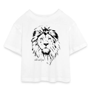 Löwe - Kinder Cropped Jersey T-Shirt - Weiß - Vorne