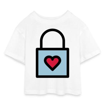 Padlock, love lock - Kids’ Cropped Jersey T-Shirt - white - Front