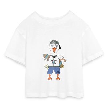 The seagull that prefers to surf rather than fly - Kids’ Cropped Jersey T-Shirt - white - Front
