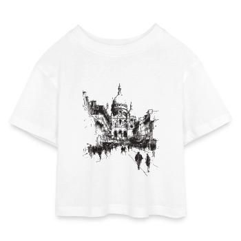 Silhouette de la ville avec dôme - T-shirt Crop Top en jersey Enfant - blanc - Devant