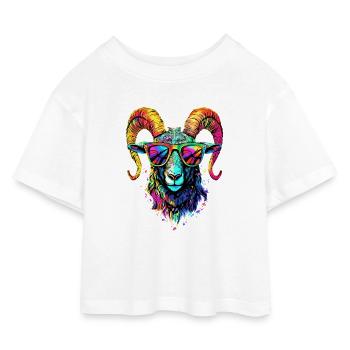 Bélier mouflon Bélier Mouton sauvage Mouton mâle - T-shirt Crop Top en jersey Enfant - blanc - Devant
