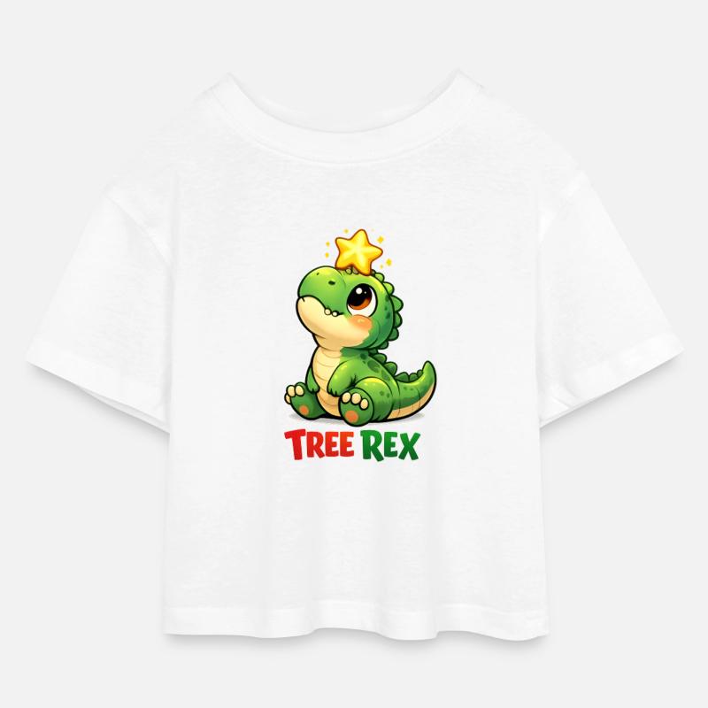Tree Rex Dino T Rex - T-shirt Crop Top en jersey Enfant - blanc