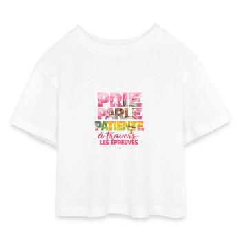 Prière et Patience à travers les Épreuves - T-shirt Crop Top en jersey Enfant - blanc - Devant