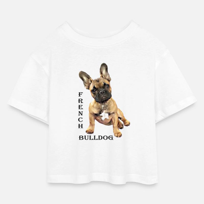Französisch - Kinder Cropped Jersey T-Shirt - Weiß