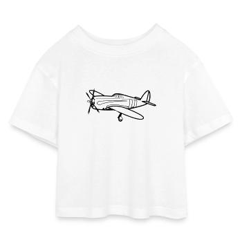 flieger - Kinder Cropped Jersey T-Shirt - Weiß - Vorne