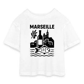 Marseille Silhouette - T-shirt Crop Top en jersey Enfant - blanc - Devant