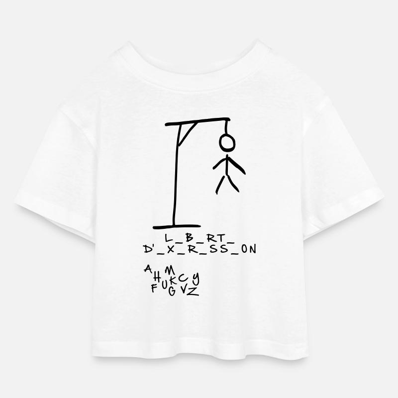 Pendu - Liberté d'expression - T-shirt Crop Top en jersey Enfant - blanc