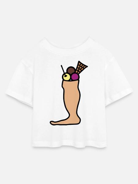 Eisbein bunt - Kinder Cropped Jersey T-Shirt - Weiß