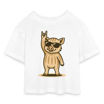 Wild Boar Rocker - Kinder Cropped Jersey T-Shirt - Weiß - Vorne