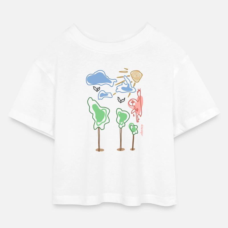 Süßes Gemälde, Kindermalerei - Kinder Cropped Jersey T-Shirt - Weiß