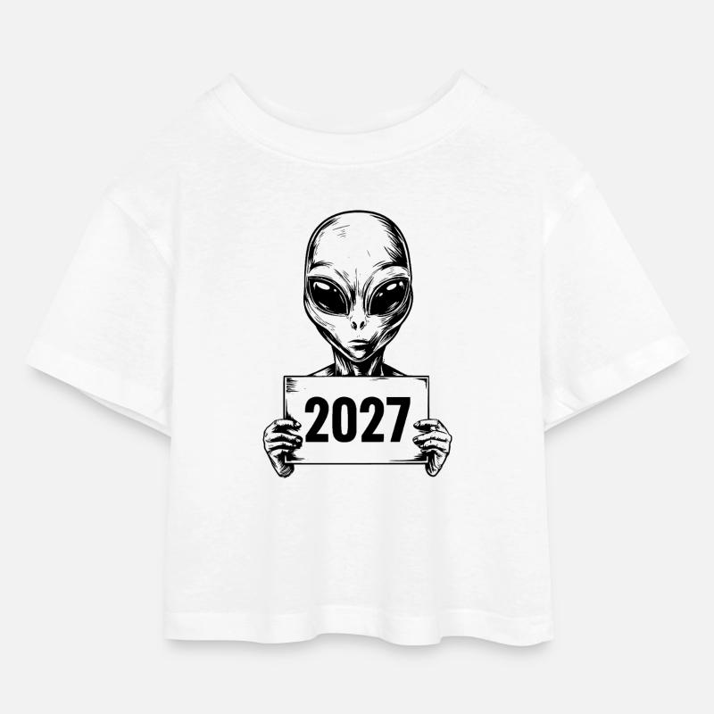 Alien 2027 - Kids’ Cropped Jersey T-Shirt - white