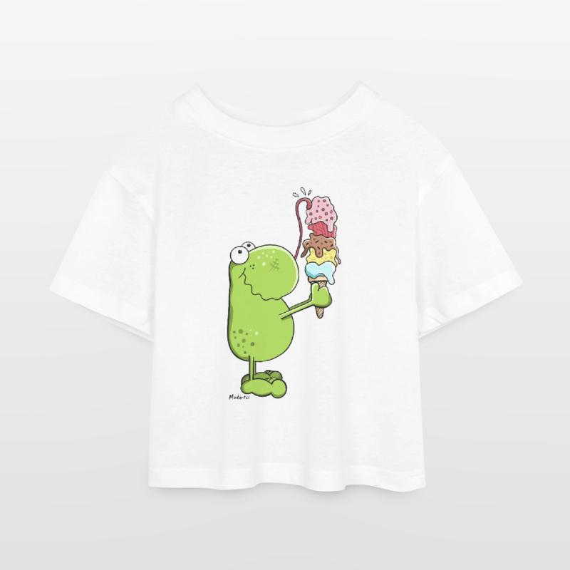 Frosch mit Eis Kinder Cropped Jersey T-Shirt