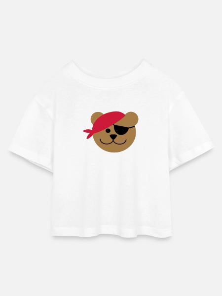 Piratenbär - Kids’ Cropped Jersey T-Shirt - white