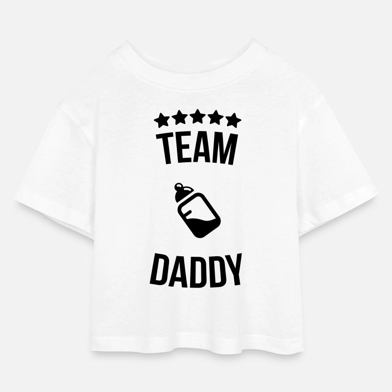 Team Daddy Daddy father bottle milk - Kids’ Cropped Jersey T-Shirt - white
