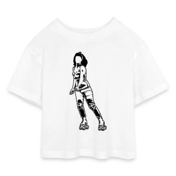 Rollschuhläufer Frau - Kinder Cropped Jersey T-Shirt - Weiß - Vorne