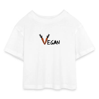 Vegan - T-shirt Crop Top en jersey Enfant - blanc - Devant