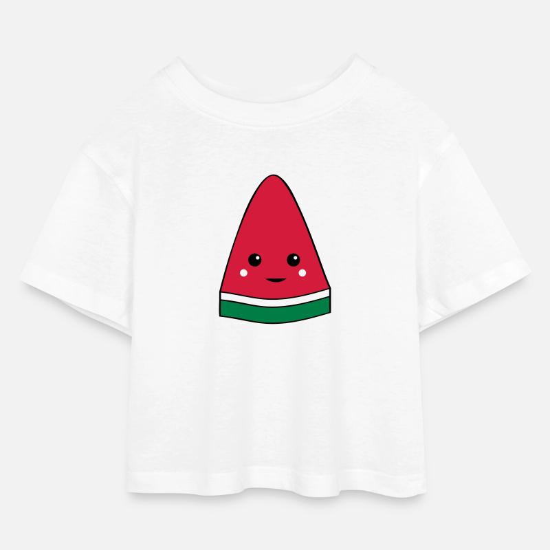 Melone - Kinder Cropped Jersey T-Shirt - Weiß