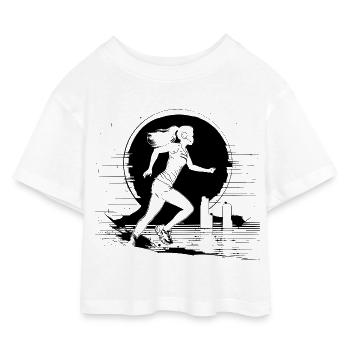 Dessin de coureur - T-shirt Crop Top en jersey Enfant - blanc - Devant