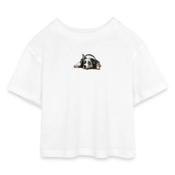Australian Shepherd - Kinder Cropped Jersey T-Shirt - Weiß - Vorne