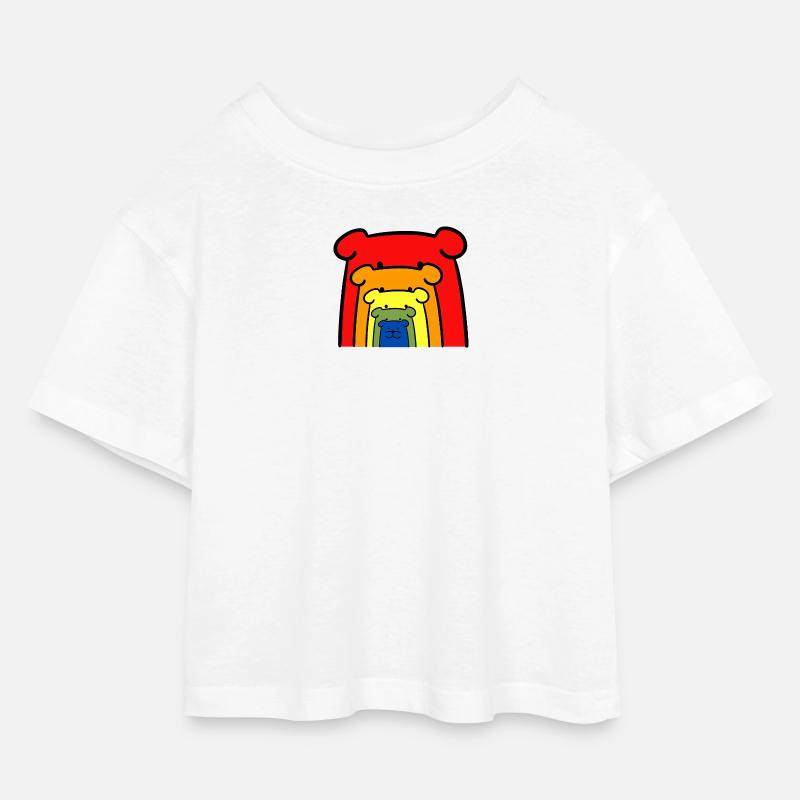 Regenbogen-Hund - Kinder Cropped Jersey T-Shirt - Weiß