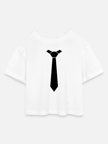 Krawatte Tie Schlips - Kinder Cropped Jersey T-Shirt - Weiß